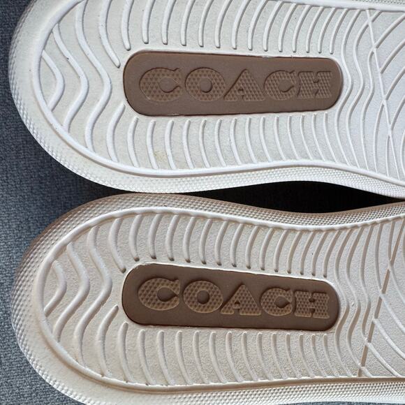 Coach Clip Low Top Sneaker Leather Cream Signature Canvas Preppy Women's 9 - Picture 13 of 16